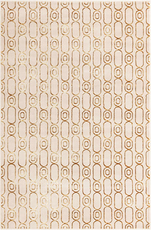White and Gold 6' 1 x 9' Vogue Geo Rectangle Area Rug Geometric Glam Style Shiny Accents Carpet Mat for Unique Interior Design & Home Decor for Sale at Rug Engine