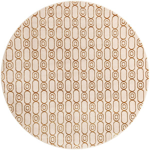 White and Gold 7' 10 x 7' 10 Vogue Geo Round Area Rug Geometric Glam Style Shiny Accents Carpet Mat for Unique Interior Design & Home Decor for Sale at Rug Engine