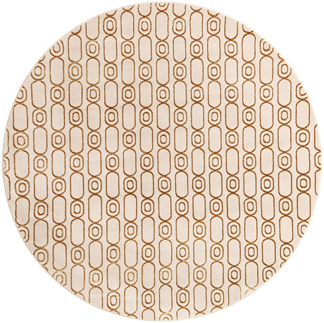 White and Gold 7' 10 x 7' 10 Vogue Geo Round Area Rug Geometric Glam Style Shiny Accents Carpet Mat for Unique Interior Design & Home Decor for Sale at Rug Engine