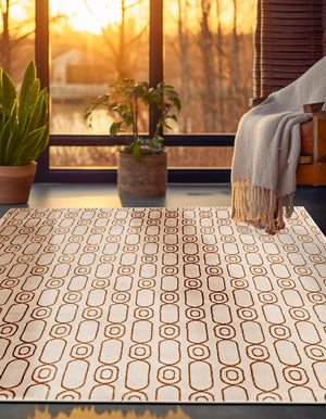 White and Gold 10' x 10' Vogue Geo Square Area Rug Geometric Glam Style Shiny Accents Carpet Mat for Unique Interior Design & Home Decor for Sale at Rug Engine
