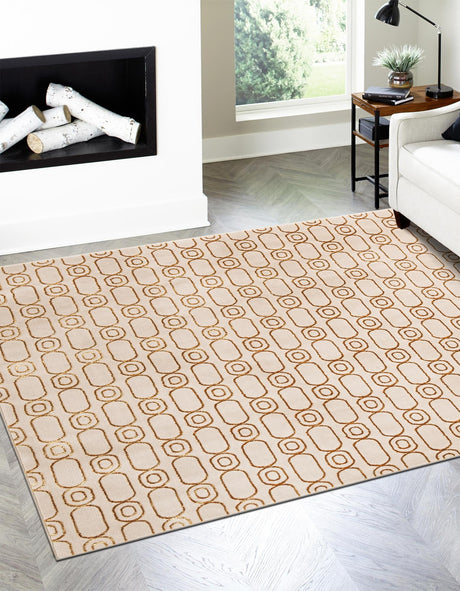 White and Gold 10' x 10' Vogue Geo Square Area Rug Geometric Glam Style Shiny Accents Carpet Mat for Unique Interior Design & Home Decor for Sale at Rug Engine