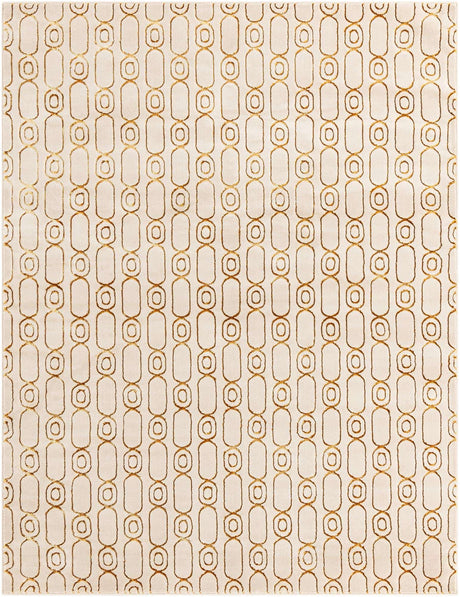 White and Gold 7' 10 x 10' Vogue Geo Rectangle Area Rug Geometric Glam Style Shiny Accents Carpet Mat for Unique Interior Design & Home Decor for Sale at Rug Engine