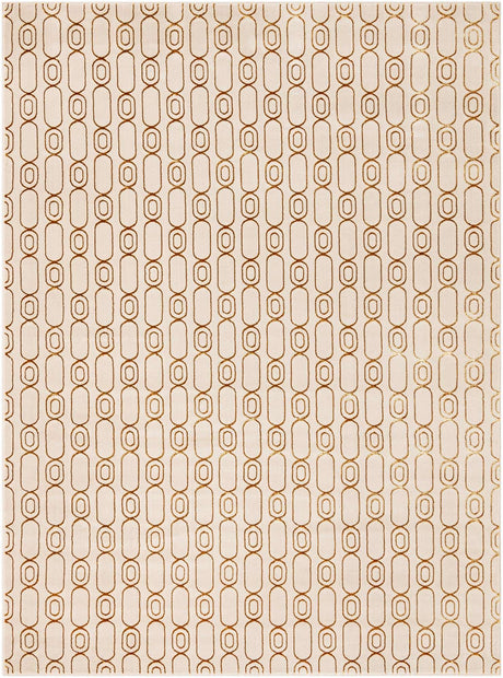 White and Gold 9' x 12' Vogue Geo Rectangle Area Rug Geometric Glam Style Shiny Accents Carpet Mat for Unique Interior Design & Home Decor for Sale at Rug Engine