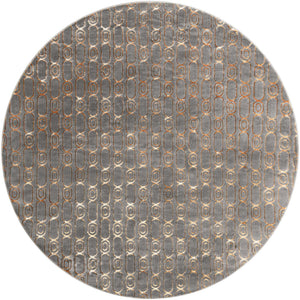Gray and Gold 10' x 10' Vogue Geo Round Area Rug Geometric Glam Style Shiny Accents Carpet Mat for Unique Interior Design & Home Decor for Sale at Rug Engine