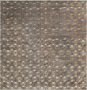 Gray and Gold 10' x 10' Vogue Geo Square Area Rug Geometric Glam Style Shiny Accents Carpet Mat for Unique Interior Design & Home Decor for Sale at Rug Engine