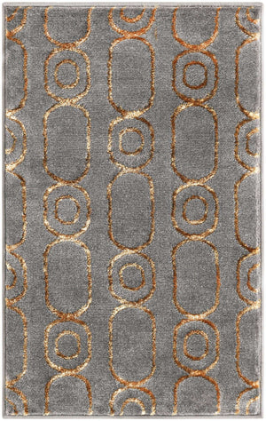 Gray and Gold 2' x 3' 1 Vogue Geo Rectangle Area Rug Geometric Glam Style Shiny Accents Carpet Mat for Unique Interior Design & Home Decor for Sale at Rug Engine