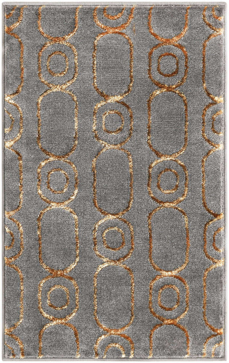 Gray and Gold 2' x 3' 1 Vogue Geo Rectangle Area Rug Geometric Glam Style Shiny Accents Carpet Mat for Unique Interior Design & Home Decor for Sale at Rug Engine