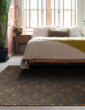 Gray and Gold 2' x 3' 1 Vogue Geo Rectangle Area Rug Geometric Glam Style Shiny Accents Carpet Mat for Unique Interior Design & Home Decor for Sale at Rug Engine