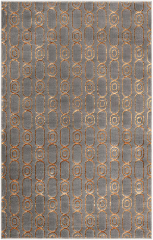 Gray and Gold 5' 3 x 8' Vogue Geo Rectangle Area Rug Geometric Glam Style Shiny Accents Carpet Mat for Unique Interior Design & Home Decor for Sale at Rug Engine