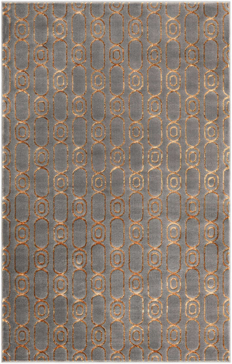 Gray and Gold 5' 3 x 8' Vogue Geo Rectangle Area Rug Geometric Glam Style Shiny Accents Carpet Mat for Unique Interior Design & Home Decor for Sale at Rug Engine