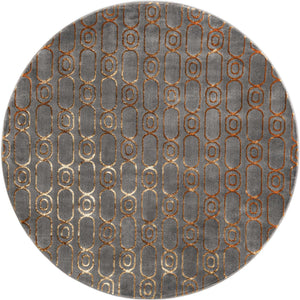 Gray and Gold 6' 1 x 6' 1 Vogue Geo Round Area Rug Geometric Glam Style Shiny Accents Carpet Mat for Unique Interior Design & Home Decor for Sale at Rug Engine