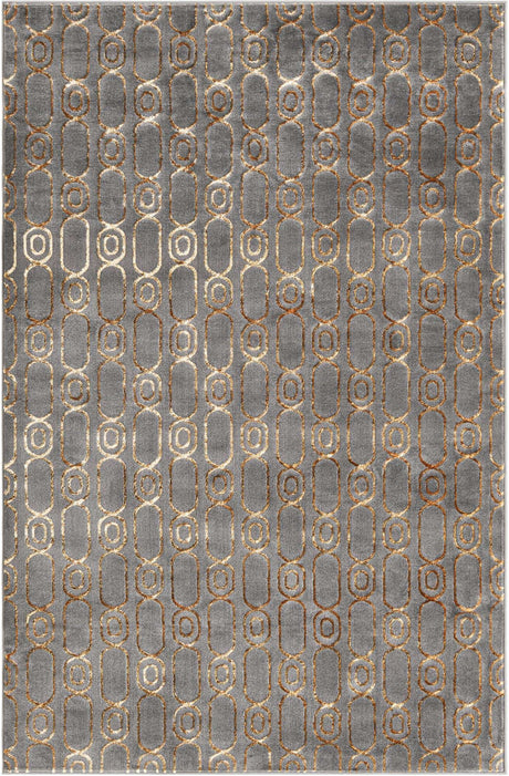 Gray and Gold 6' 1 x 9' Vogue Geo Rectangle Area Rug Geometric Glam Style Shiny Accents Carpet Mat for Unique Interior Design & Home Decor for Sale at Rug Engine
