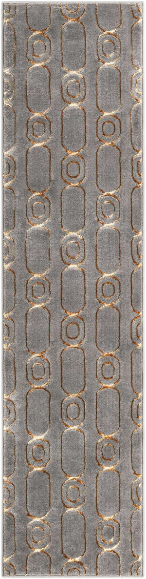 Gray and Gold 2' x 8' Vogue Geo Runner Area Rug Geometric Glam Style Shiny Accents Carpet Mat for Unique Interior Design & Home Decor for Sale at Rug Engine