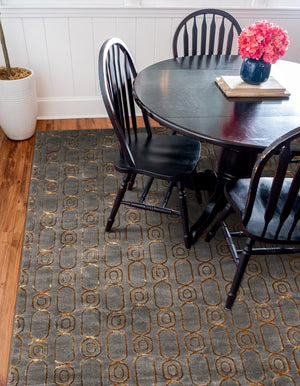 Gray and Gold 7' 10 x 7' 10 Vogue Geo Square Area Rug Geometric Glam Style Shiny Accents Carpet Mat for Unique Interior Design & Home Decor for Sale at Rug Engine