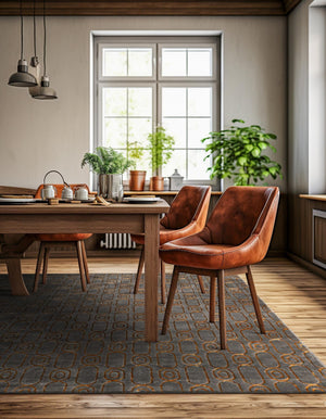 Gray and Gold 7' 10 x 7' 10 Vogue Geo Square Area Rug Geometric Glam Style Shiny Accents Carpet Mat for Unique Interior Design & Home Decor for Sale at Rug Engine