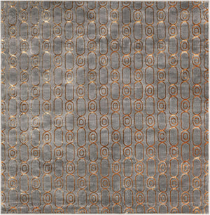 Gray and Gold 7' 10 x 7' 10 Vogue Geo Square Area Rug Geometric Glam Style Shiny Accents Carpet Mat for Unique Interior Design & Home Decor for Sale at Rug Engine
