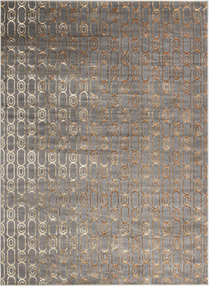 Gray and Gold 9' x 12' Vogue Geo Rectangle Area Rug Geometric Glam Style Shiny Accents Carpet Mat for Unique Interior Design & Home Decor for Sale at Rug Engine