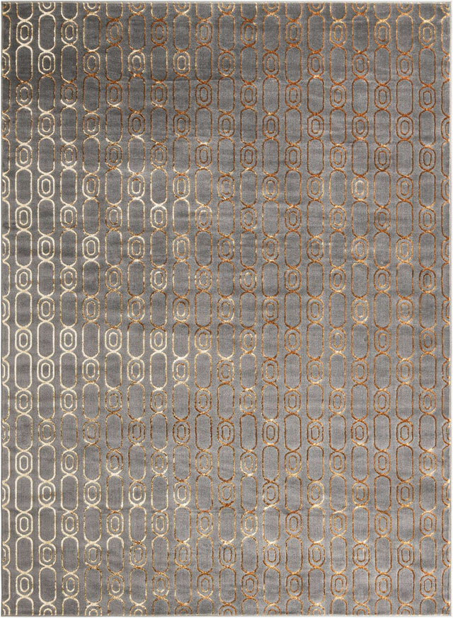 Gray and Gold 9' x 12' Vogue Geo Rectangle Area Rug Geometric Glam Style Shiny Accents Carpet Mat for Unique Interior Design & Home Decor for Sale at Rug Engine