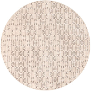 White and Silver 10' x 10' Vogue Geo Round Area Rug Geometric Glam Style Shiny Accents Carpet Mat for Unique Interior Design & Home Decor for Sale at Rug Engine