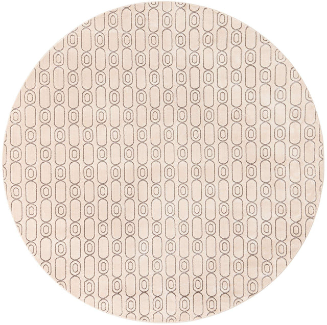 White and Silver 10' x 10' Vogue Geo Round Area Rug Geometric Glam Style Shiny Accents Carpet Mat for Unique Interior Design & Home Decor for Sale at Rug Engine