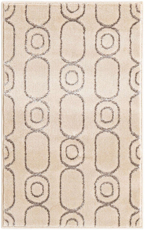 White and Silver 2' x 3' 1 Vogue Geo Rectangle Area Rug Geometric Glam Style Shiny Accents Carpet Mat for Unique Interior Design & Home Decor for Sale at Rug Engine