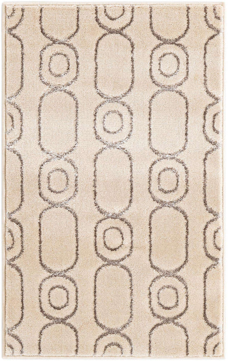 White and Silver 2' x 3' 1 Vogue Geo Rectangle Area Rug Geometric Glam Style Shiny Accents Carpet Mat for Unique Interior Design & Home Decor for Sale at Rug Engine