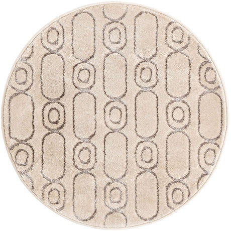 White and Silver 3' 1 x 3' 1 Vogue Geo Round Area Rug Geometric Glam Style Shiny Accents Carpet Mat for Unique Interior Design & Home Decor for Sale at Rug Engine