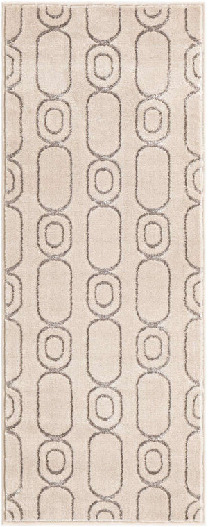 White and Silver 2' x 5' 1 Vogue Geo Runner Area Rug Geometric Glam Style Shiny Accents Carpet Mat for Unique Interior Design & Home Decor for Sale at Rug Engine