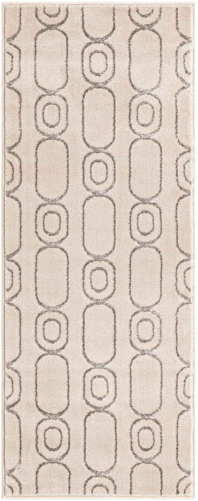 White and Silver 2' x 5' 1 Vogue Geo Runner Area Rug Geometric Glam Style Shiny Accents Carpet Mat for Unique Interior Design & Home Decor for Sale at Rug Engine