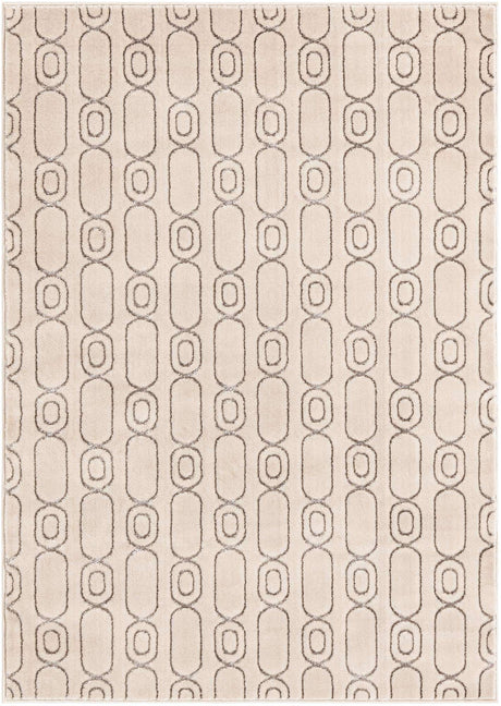 White and Silver 5' 3 x 7' 1 Vogue Geo Rectangle Area Rug Geometric Glam Style Shiny Accents Carpet Mat for Unique Interior Design & Home Decor for Sale at Rug Engine