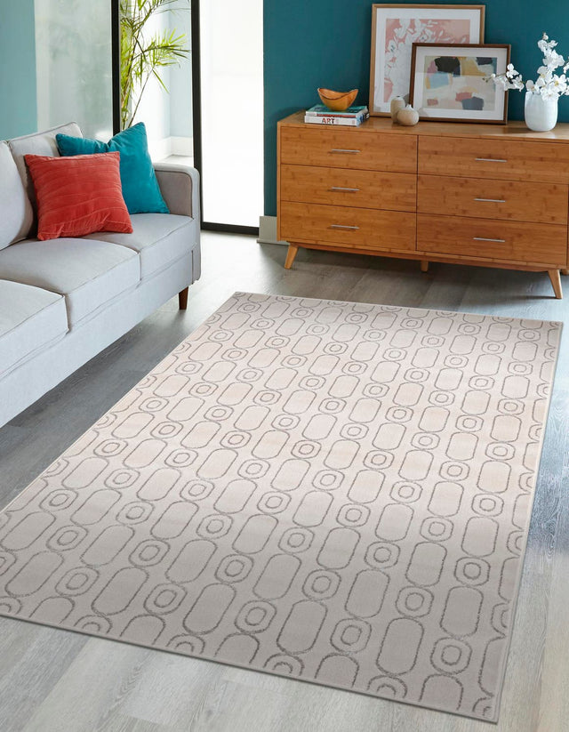 White and Silver 2' x 3' 1 Vogue Geo Rectangle Area Rug Geometric Glam Style Shiny Accents Carpet Mat for Unique Interior Design & Home Decor for Sale at Rug Engine