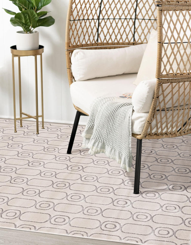 White and Silver 2' x 3' 1 Vogue Geo Rectangle Area Rug Geometric Glam Style Shiny Accents Carpet Mat for Unique Interior Design & Home Decor for Sale at Rug Engine