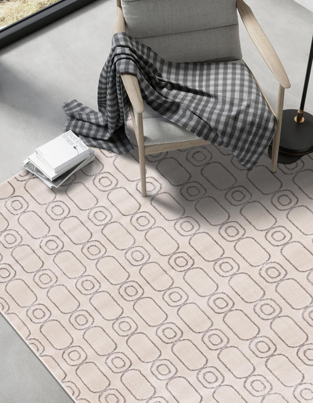 White and Silver 2' x 3' 1 Vogue Geo Rectangle Area Rug Geometric Glam Style Shiny Accents Carpet Mat for Unique Interior Design & Home Decor for Sale at Rug Engine