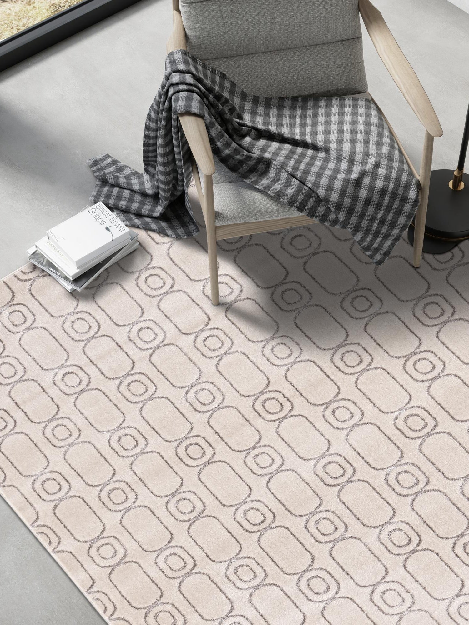White and Silver 5' 3 x 7' 1 Vogue Geo Rectangle Area Rug Geometric Glam Style Shiny Accents Carpet Mat for Unique Interior Design & Home Decor for Sale at Rug Engine