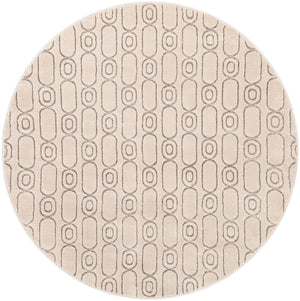 White and Silver 6' 1 x 6' 1 Vogue Geo Round Area Rug Geometric Glam Style Shiny Accents Carpet Mat for Unique Interior Design & Home Decor for Sale at Rug Engine