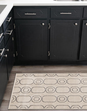 White and Silver 2' x 5' 1 Vogue Geo Runner Area Rug Geometric Glam Style Shiny Accents Carpet Mat for Unique Interior Design & Home Decor for Sale at Rug Engine