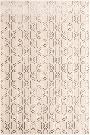 White and Silver 6' 1 x 9' Vogue Geo Rectangle Area Rug Geometric Glam Style Shiny Accents Carpet Mat for Unique Interior Design & Home Decor for Sale at Rug Engine