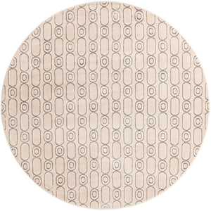 White and Silver 7' 10 x 7' 10 Vogue Geo Round Area Rug Geometric Glam Style Shiny Accents Carpet Mat for Unique Interior Design & Home Decor for Sale at Rug Engine