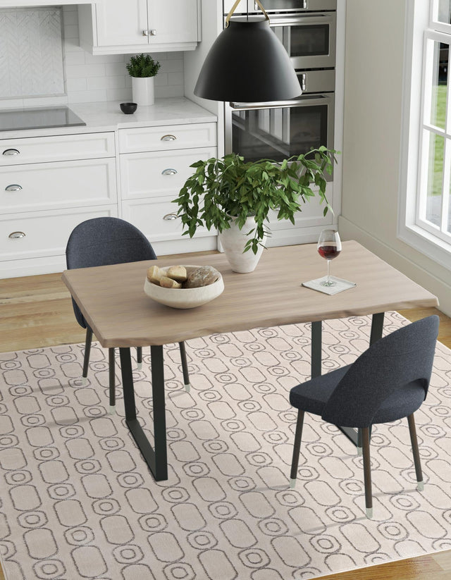White and Silver 7' 10 x 7' 10 Vogue Geo Square Area Rug Geometric Glam Style Shiny Accents Carpet Mat for Unique Interior Design & Home Decor for Sale at Rug Engine