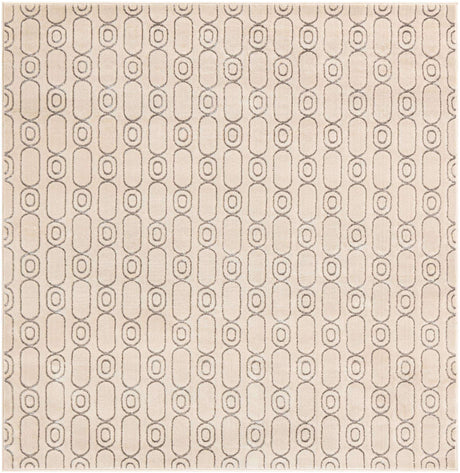 White and Silver 7' 10 x 7' 10 Vogue Geo Square Area Rug Geometric Glam Style Shiny Accents Carpet Mat for Unique Interior Design & Home Decor for Sale at Rug Engine