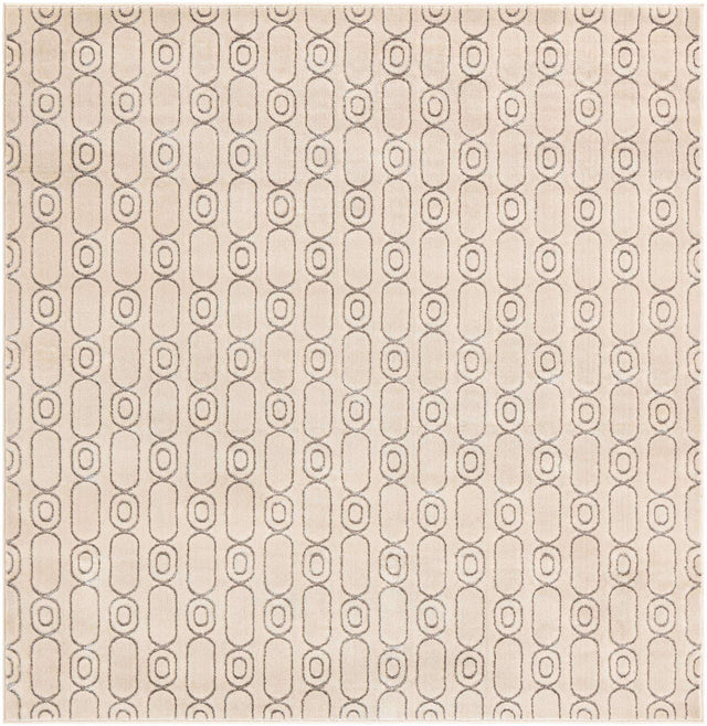 White and Silver 7' 10 x 7' 10 Vogue Geo Square Area Rug Geometric Glam Style Shiny Accents Carpet Mat for Unique Interior Design & Home Decor for Sale at Rug Engine