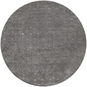 Gray and Silver 10' x 10' Vogue Geo Round Area Rug Geometric Glam Style Shiny Accents Carpet Mat for Unique Interior Design & Home Decor for Sale at Rug Engine