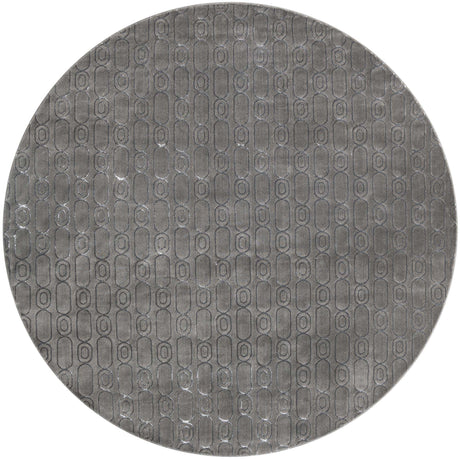 Gray and Silver 10' x 10' Vogue Geo Round Area Rug Geometric Glam Style Shiny Accents Carpet Mat for Unique Interior Design & Home Decor for Sale at Rug Engine