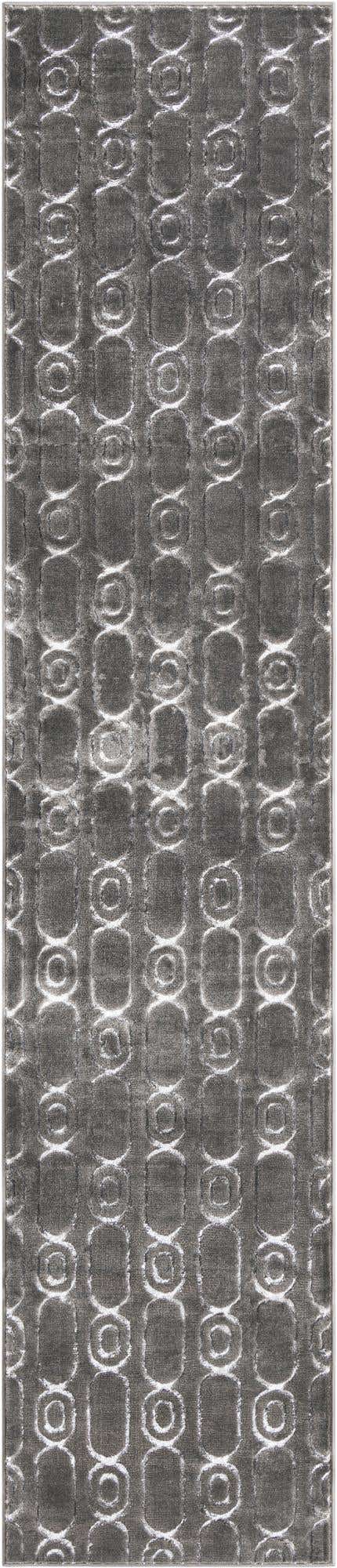 Gray and Silver 2' 7 x 12' Vogue Geo Runner Area Rug Geometric Glam Style Shiny Accents Carpet Mat for Unique Interior Design & Home Decor for Sale at Rug Engine