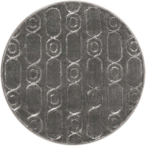 Gray and Silver 3' 1 x 3' 1 Vogue Geo Round Area Rug Geometric Glam Style Shiny Accents Carpet Mat for Unique Interior Design & Home Decor for Sale at Rug Engine