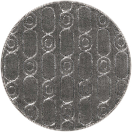 Gray and Silver 3' 1 x 3' 1 Vogue Geo Round Area Rug Geometric Glam Style Shiny Accents Carpet Mat for Unique Interior Design & Home Decor for Sale at Rug Engine