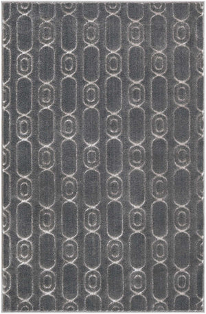 Gray and Silver 4' 1 x 6' 1 Vogue Geo Rectangle Area Rug Geometric Glam Style Shiny Accents Carpet Mat for Unique Interior Design & Home Decor for Sale at Rug Engine