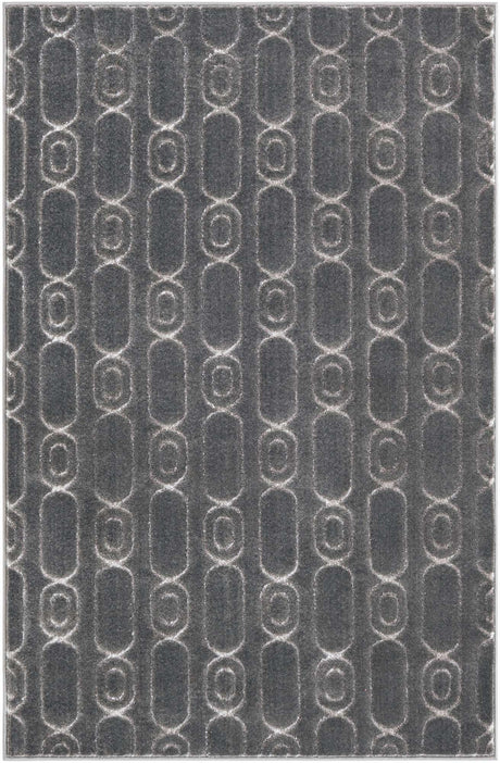 Gray and Silver 4' 1 x 6' 1 Vogue Geo Rectangle Area Rug Geometric Glam Style Shiny Accents Carpet Mat for Unique Interior Design & Home Decor for Sale at Rug Engine