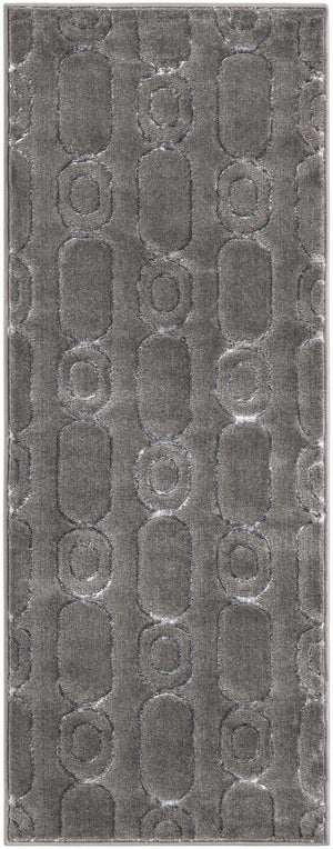 Gray and Silver 2' x 5' 1 Vogue Geo Runner Area Rug Geometric Glam Style Shiny Accents Carpet Mat for Unique Interior Design & Home Decor for Sale at Rug Engine