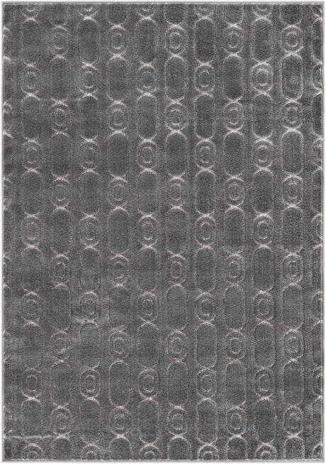 Gray and Silver 5' 3 x 7' 1 Vogue Geo Rectangle Area Rug Geometric Glam Style Shiny Accents Carpet Mat for Unique Interior Design & Home Decor for Sale at Rug Engine